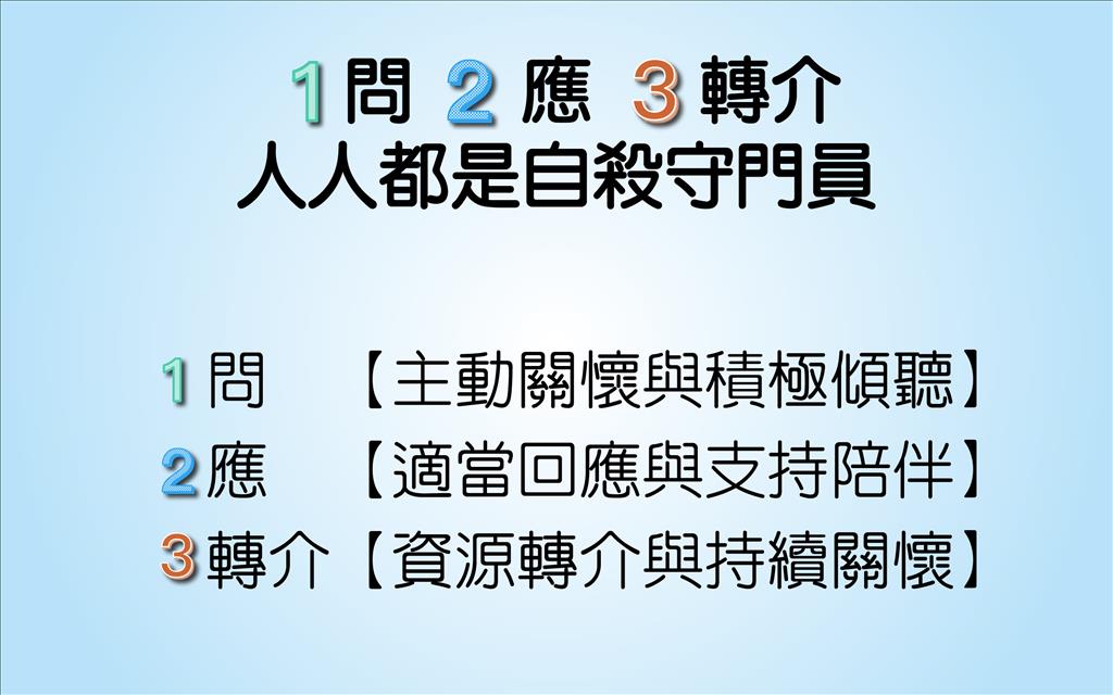 身心科醫師建議人人都當自殺防治守門員。